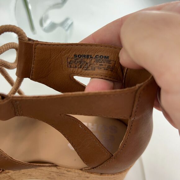 Sorel Brown Wedge Sandals - Picture 14 of 16